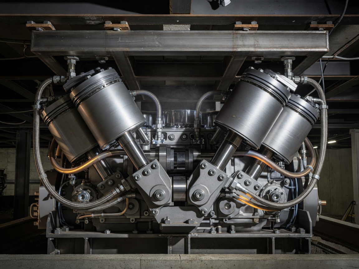 VaultIQ Drive-H9 Hydraulic Sub-Floor Engine with Heavy-Duty Steel Pistons and Dynamic Hydraulic Fluid Lines